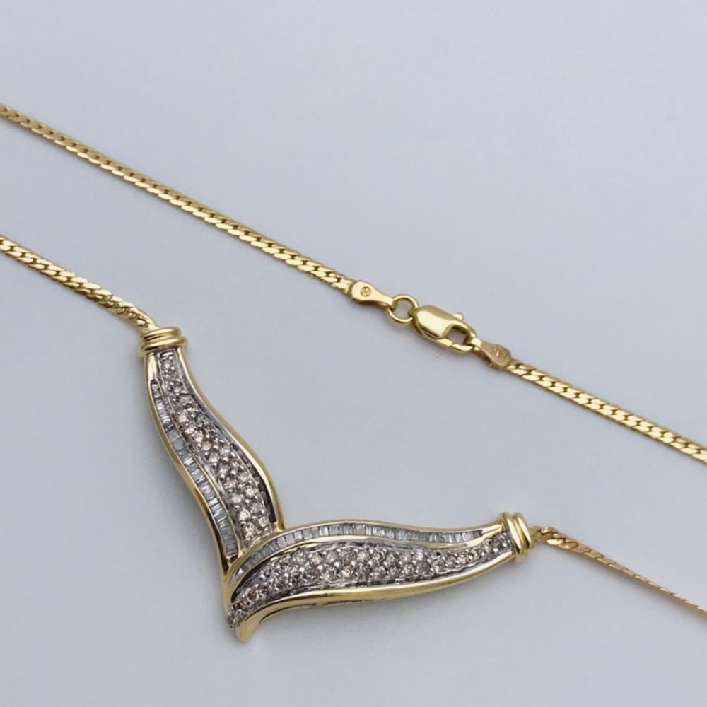 14K Yellow Gold 1.75ct Diamond S-shaped Necklace